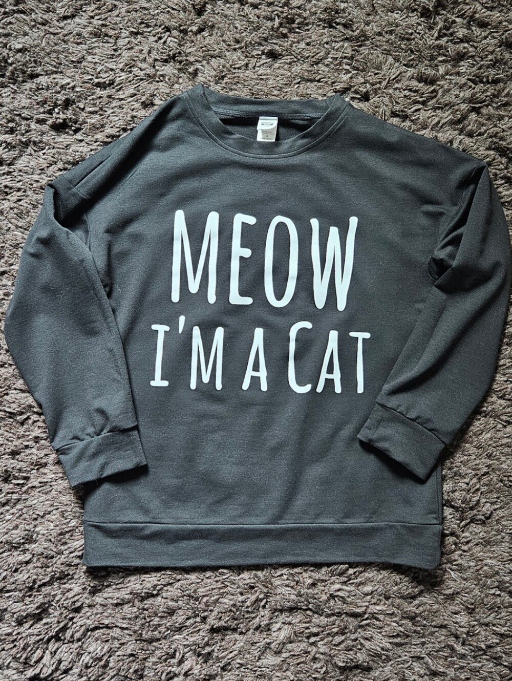 MEOW I'M A CAT" Black white NWOT size small crewneck long sleeve shirt top